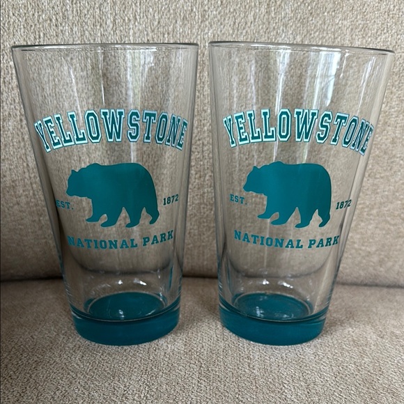 Yellowstone National Park Teal Glass Set - Picture 1 of 5